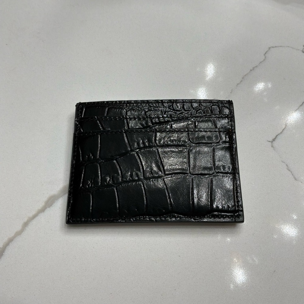 YSL Patent Leather Croc Embossed Cassandre Card Holder - Picture 2 of 5